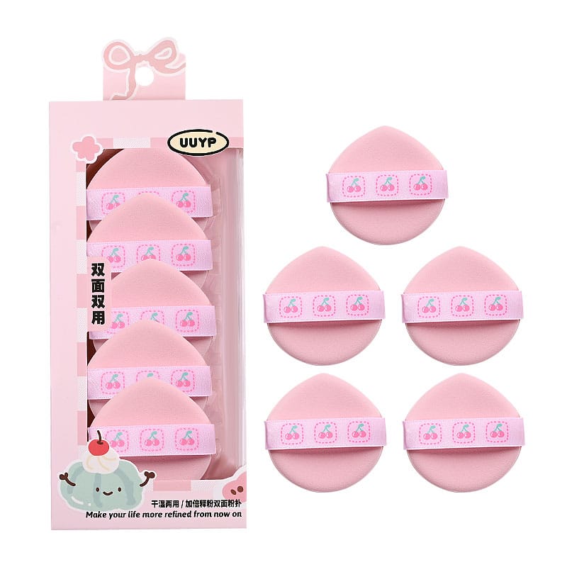 cosmetic puffs 5pcs double sided makeup sponge pink green print powder puff for facial foundation washable loose powder
