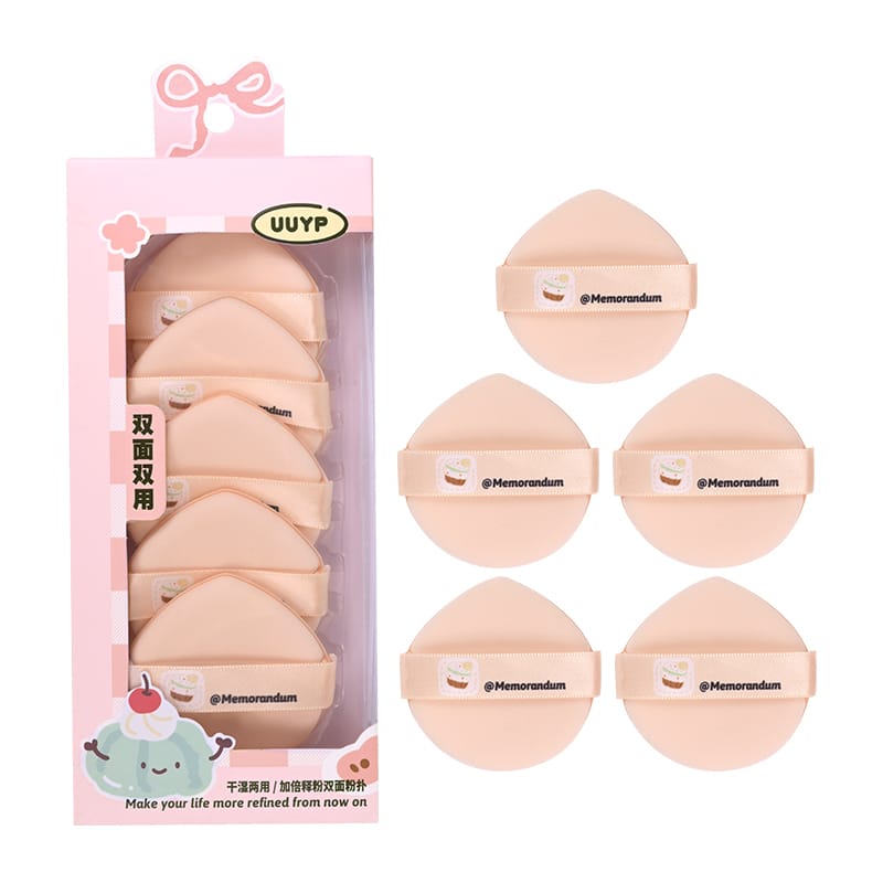 cosmetic puffs 5pcs double sided makeup sponge pink green print powder puff for facial foundation washable loose powder